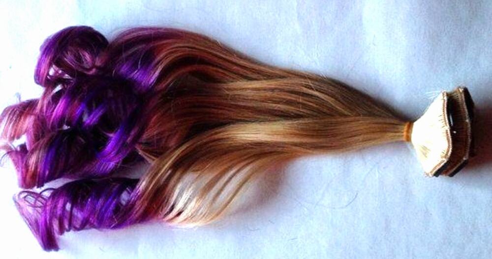Honey Blonde Violet Purple Human Hair Extensions Clip or Tape 18 inches